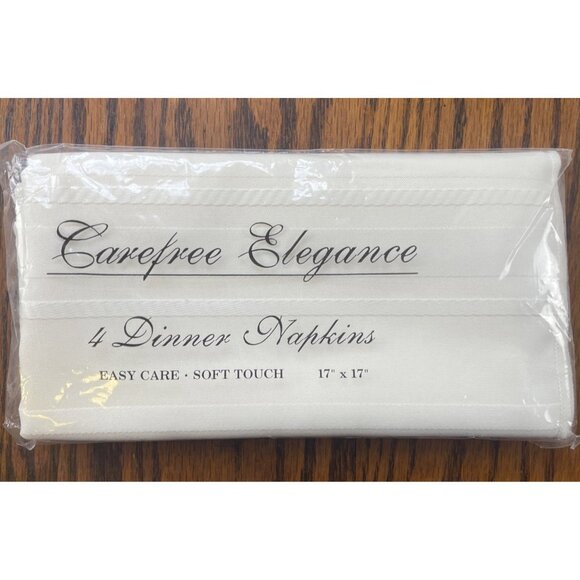4 Bardwil Dinner Napkins Pack Ivory Linen Easy Care Soft Touch 17" x 17" New 16 - Picture 2 of 5